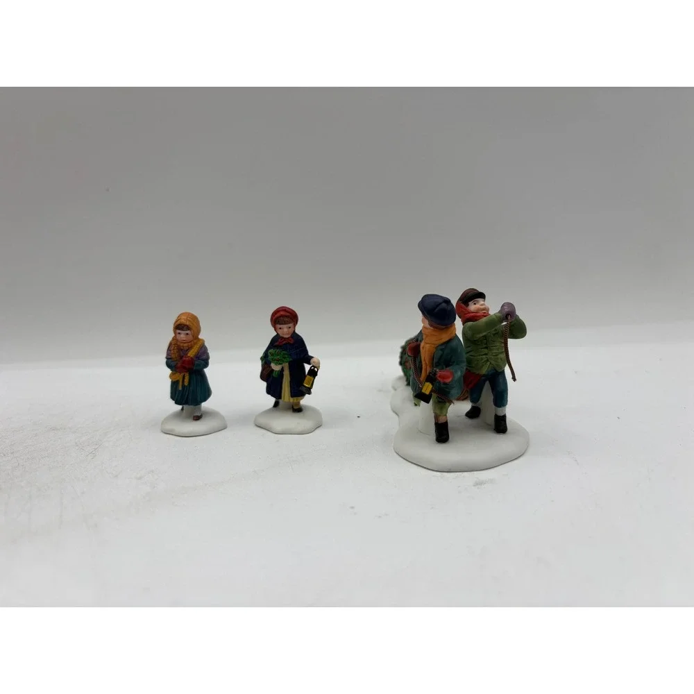 Department 56 1991 Vintage HVC Bringing Home the Yule Log Set of 3 5558-1 EUC